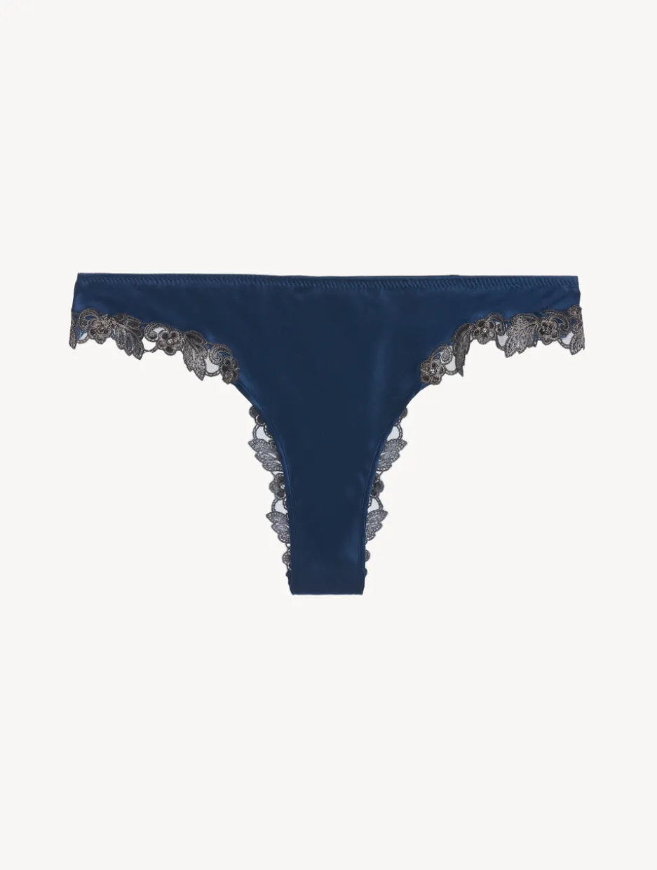 Blue Silk Brazilian Briefs With Frastaglio
