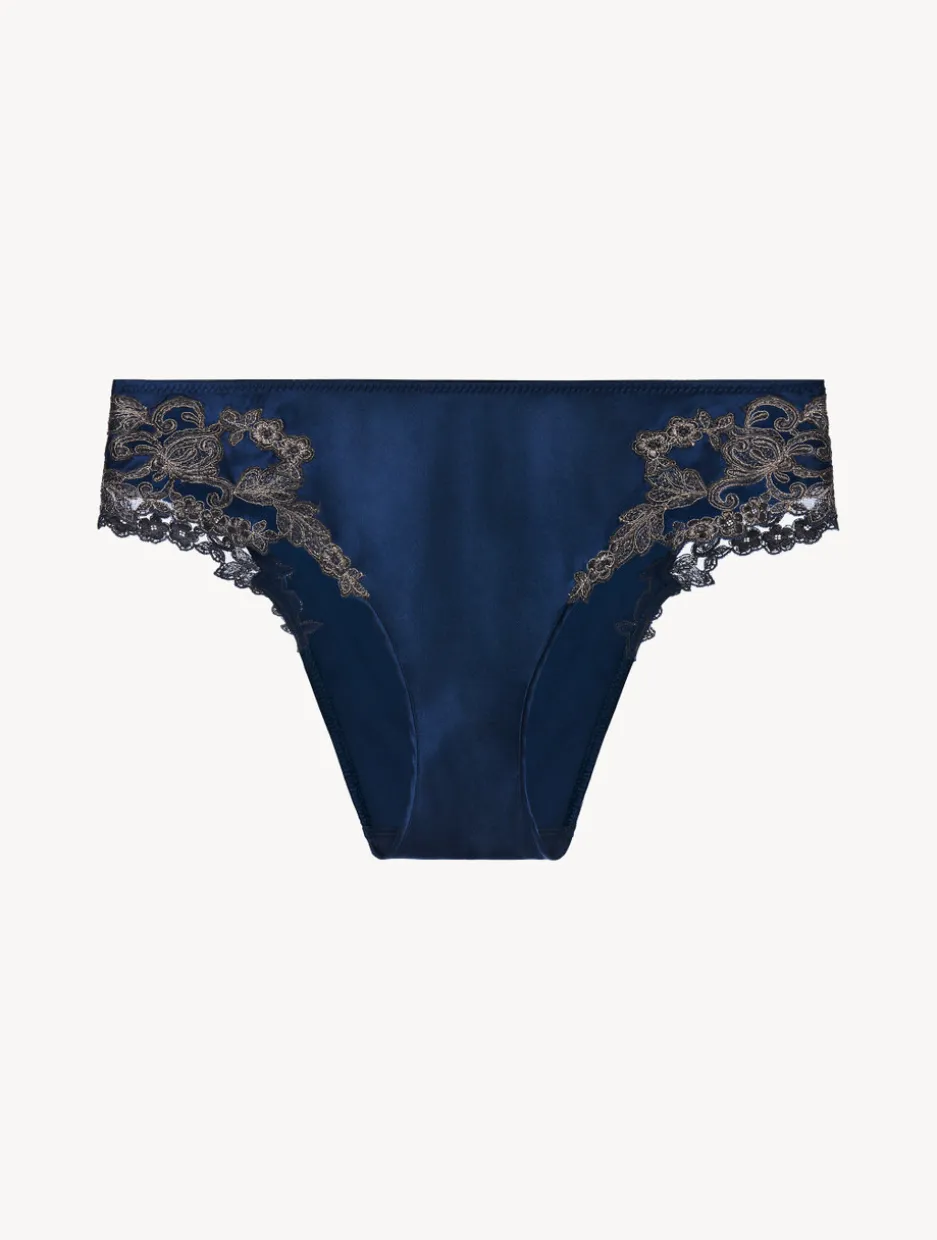 Blue Silk Medium Briefs With Frastaglio
