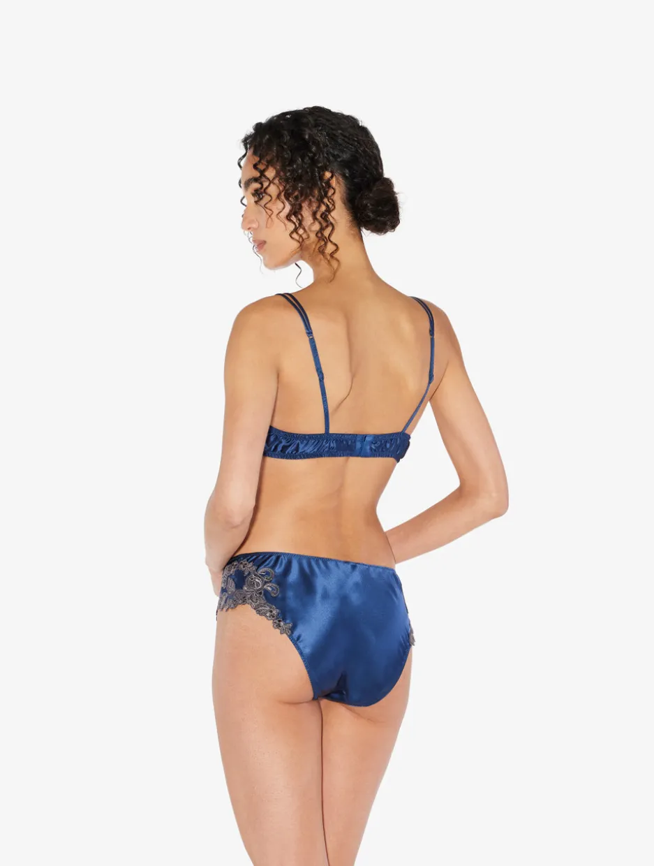 Blue Silk Medium Briefs With Frastaglio