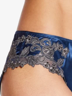 Blue Silk Medium Briefs With Frastaglio