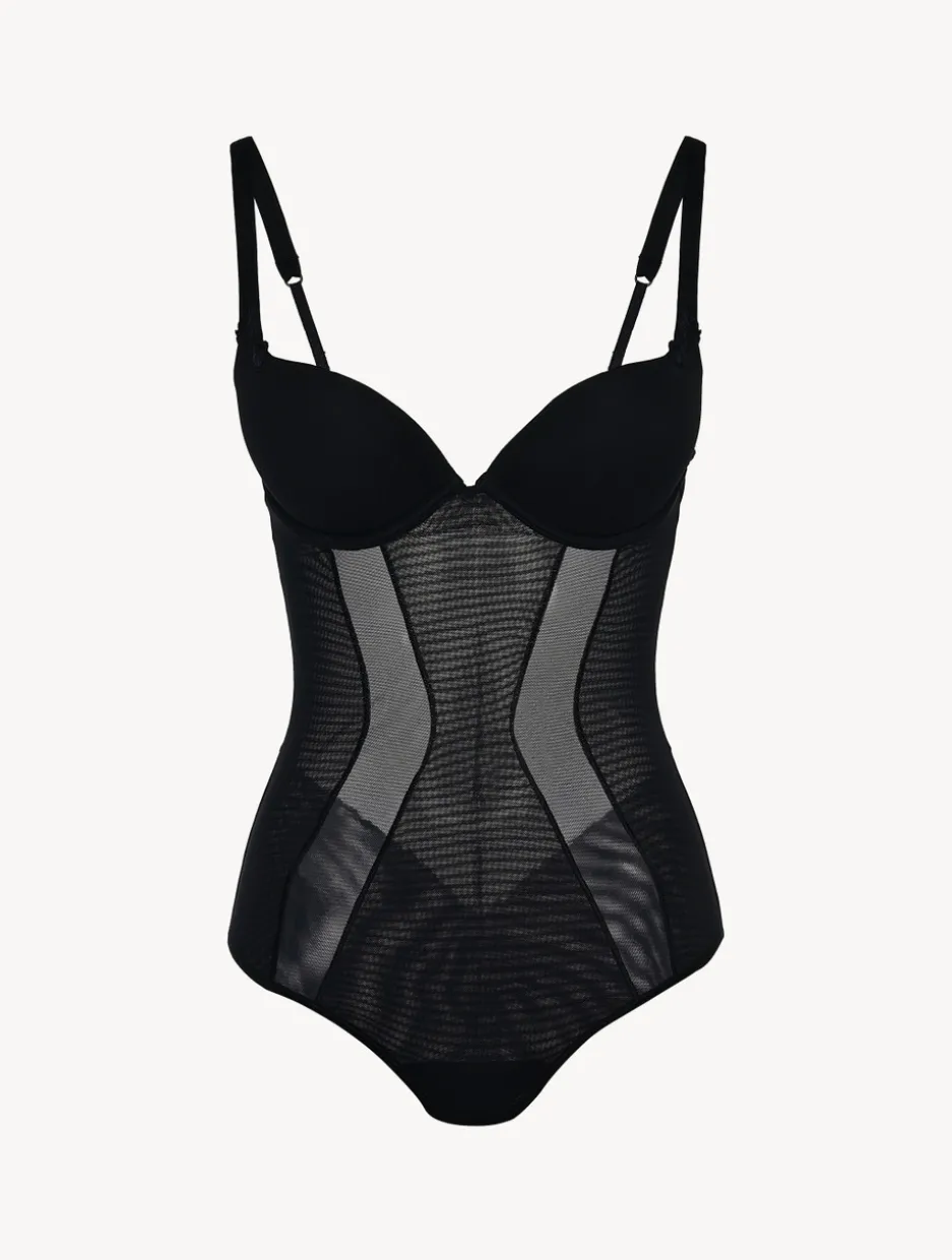Bodysuit In Black Stretch Tulle