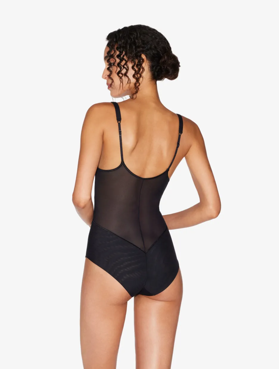 Bodysuit In Black Stretch Tulle