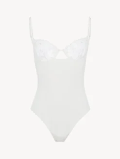 Bodysuit In Lys With Embroidered Tulle
