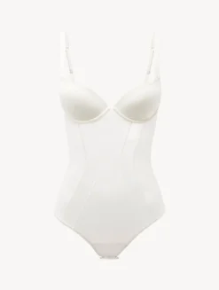 Bodysuit In Off-white Stretch Tulle