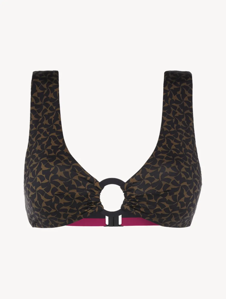 Bralette Bikini Top In Dark Green And Black