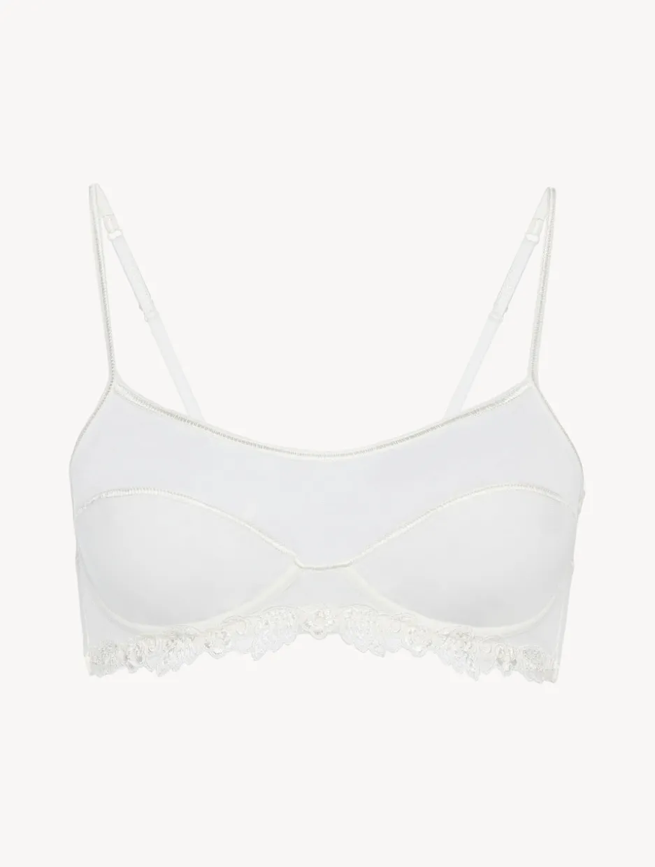 Bralette In Off-white Stretch Tulle