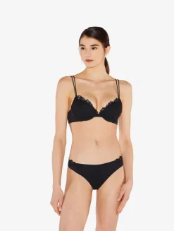 Brazilian Brief In Black Lycra With Macrame