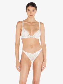 Brazilian Brief In Off White With Leavers Lace