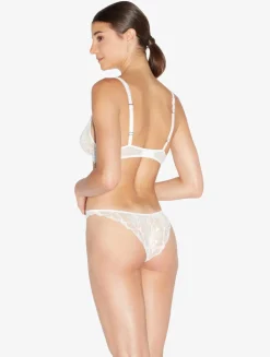 Brazilian Brief In Off White With Leavers Lace
