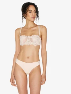 Brazilian Brief In Rose Beige Lycra With Macrame