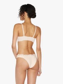 Brazilian Brief In Rose Beige Lycra With Macrame