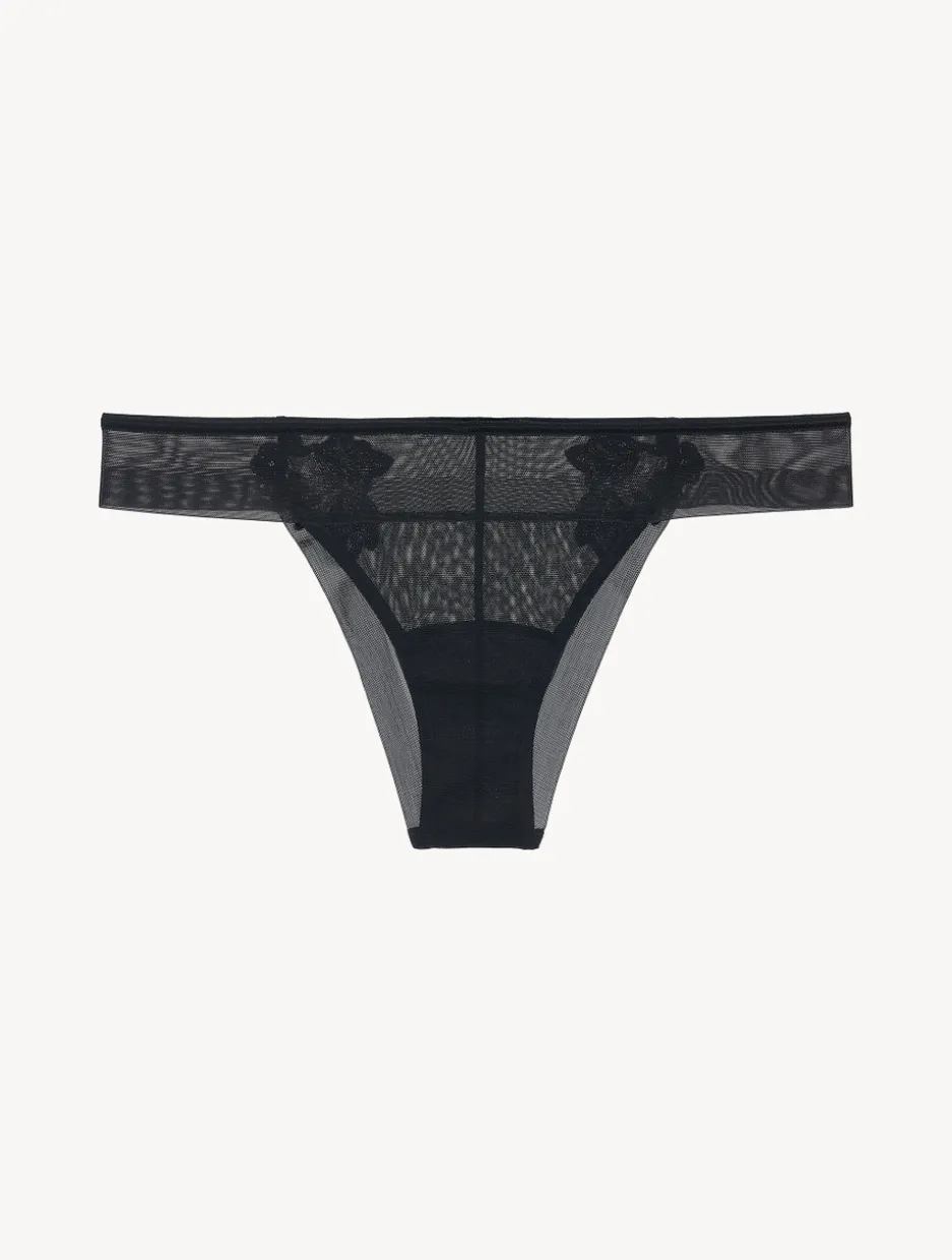 Brazilian Briefs In Black Stretch Tulle