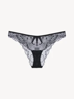 Brazilian Briefs In Black With Leavers Lace