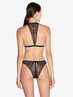 Brazilian Briefs In Black With Leavers Lace