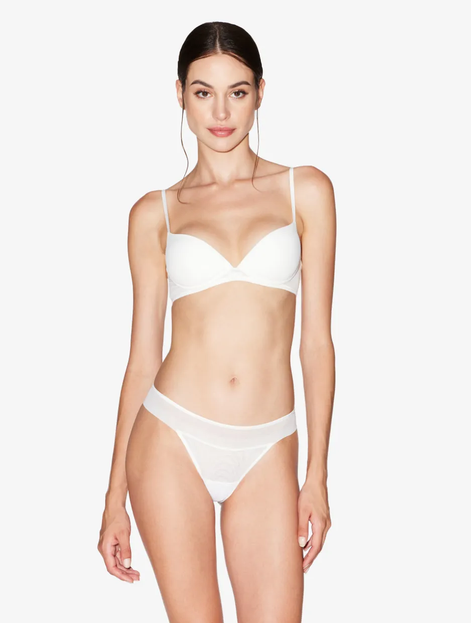 Brazilian Briefs In Off-white Stretch Tulle