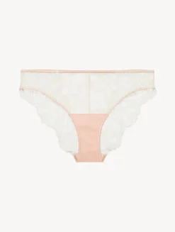 Brief In Linen And Nude Rose With Leavers Lace
