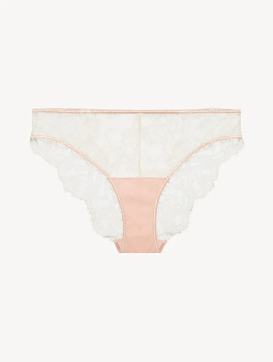 Brief In Linen And Nude Rose With Leavers Lace