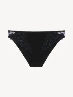 Briefs In Onyx With Embroidered Tulle