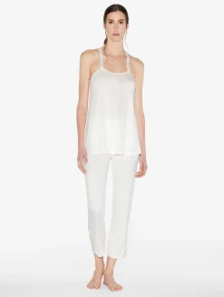 Camisole In Off-white Modal With Embroidered Tulle