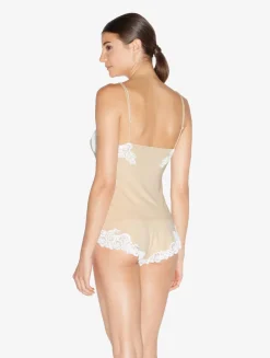 Cashmere Blend Ribbed Camisole In Halo With Frastaglio
