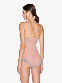 Cashmere Blend Ribbed Camisole In Blush Clay With Frastaglio