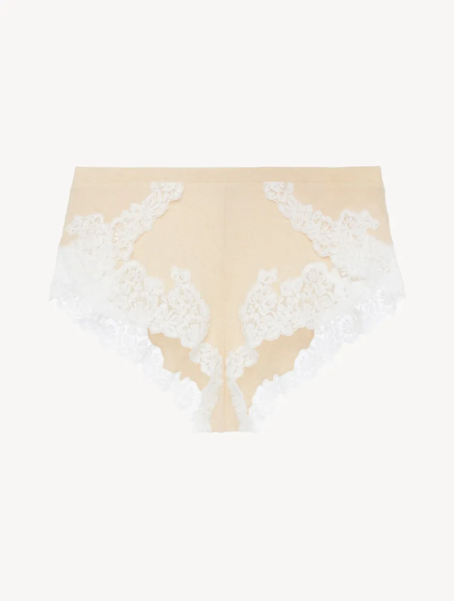 Cashmere Blend Ribbed Sleep Shorts In Halo With Frastaglio
