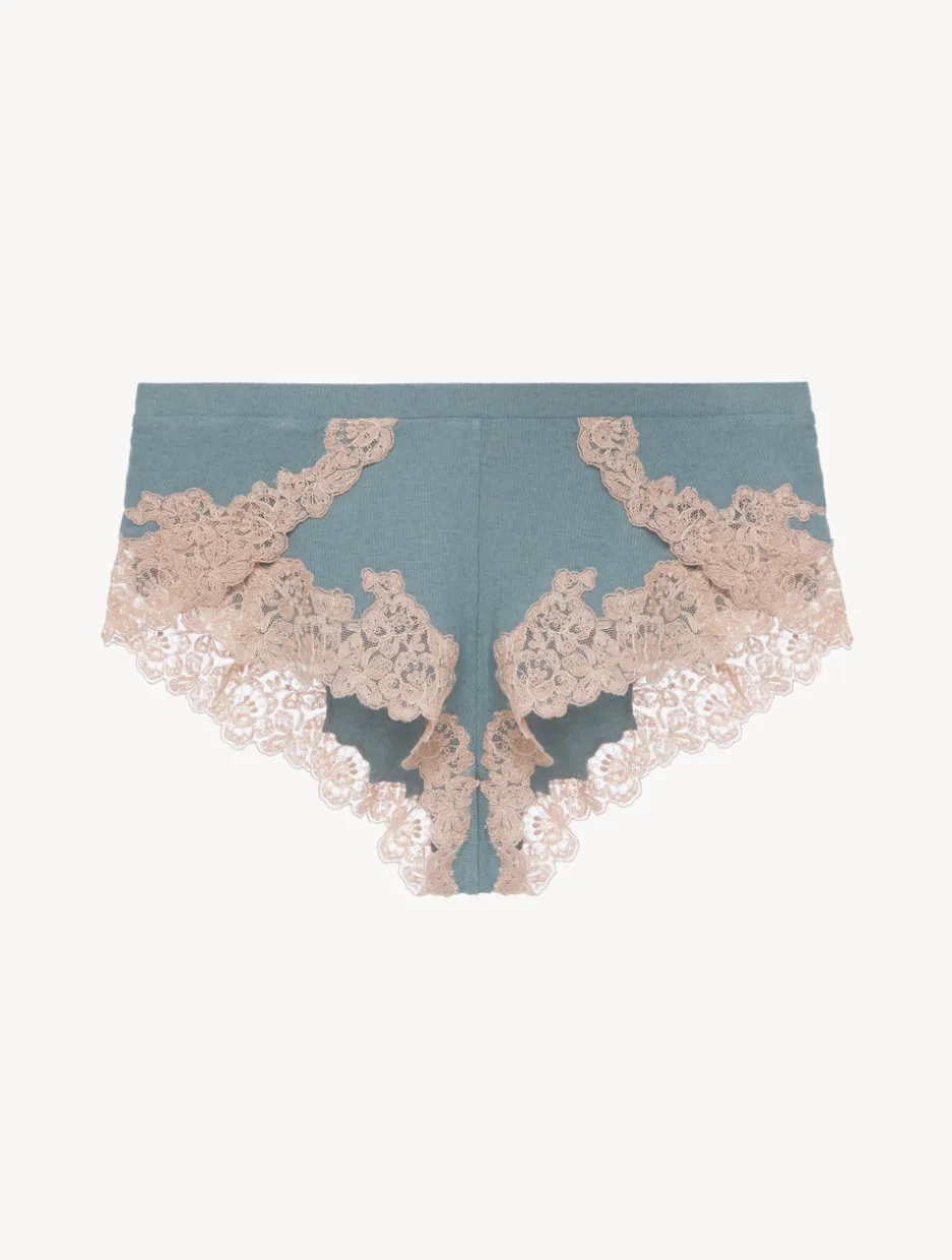 Cashmere Blend Ribbed Sleep Shorts In Sleepy Dream With Frastaglio