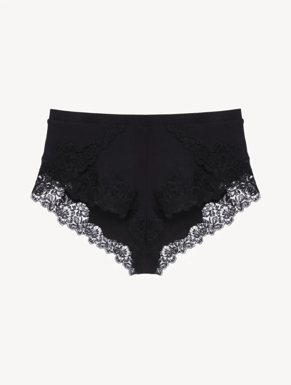Cashmere Blend Ribbed Sleep Shorts In Onyx With Frastaglio