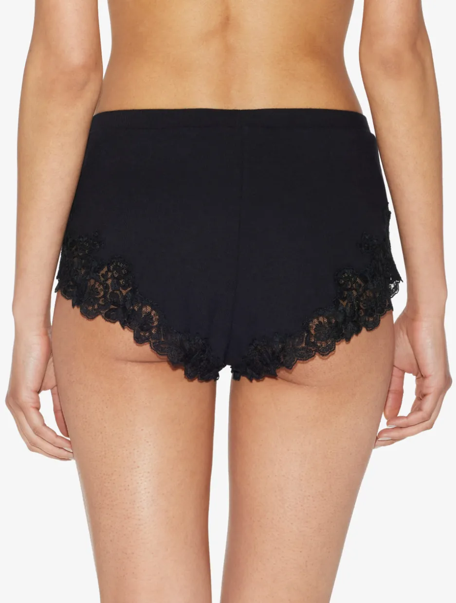 Cashmere Blend Ribbed Sleep Shorts In Onyx With Frastaglio
