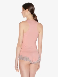 Cashmere Blend Ribbed Tank Top In Blush Clay With Frastaglio