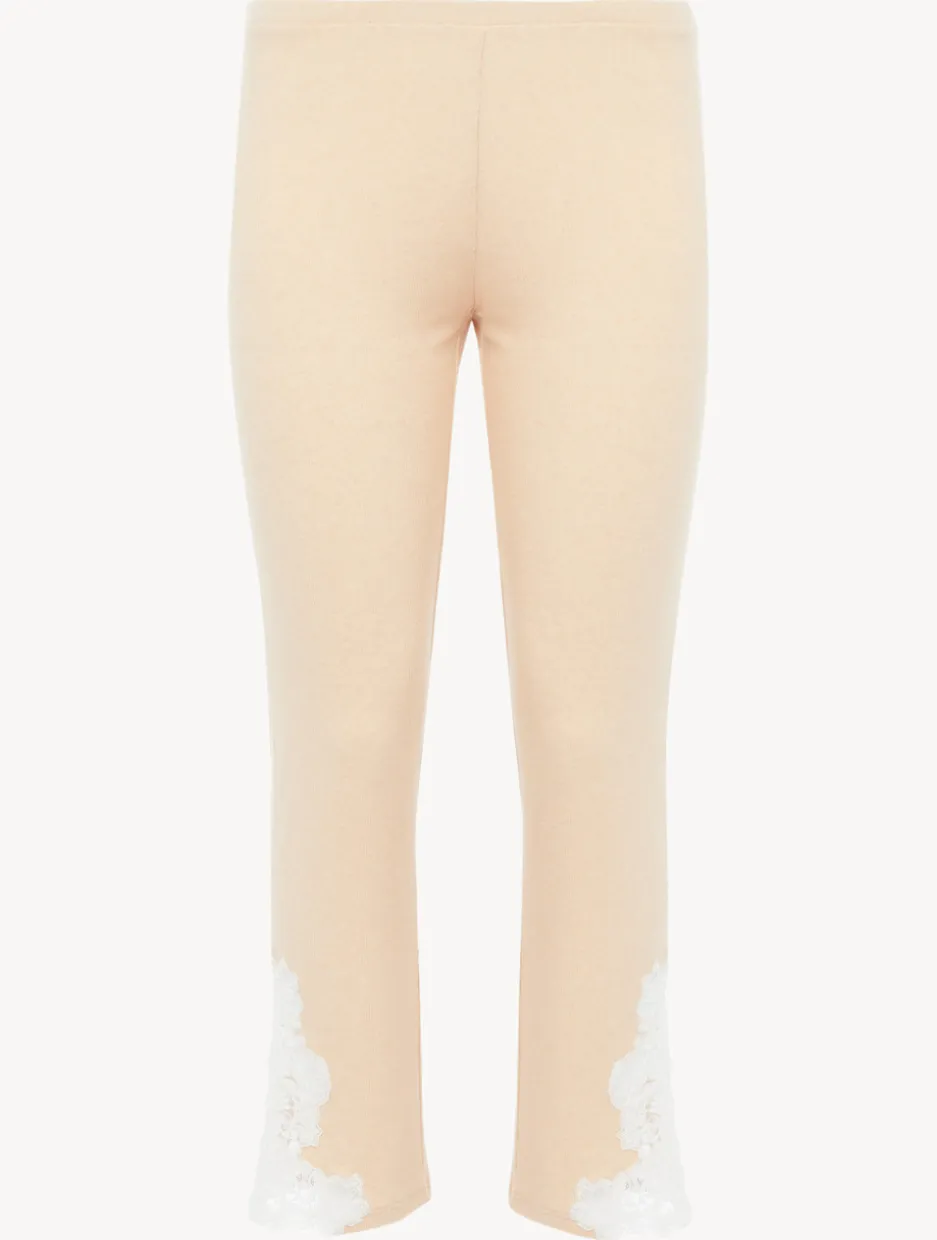 Cashmere Blend Ribbed Trousers In Halo With Frastaglio