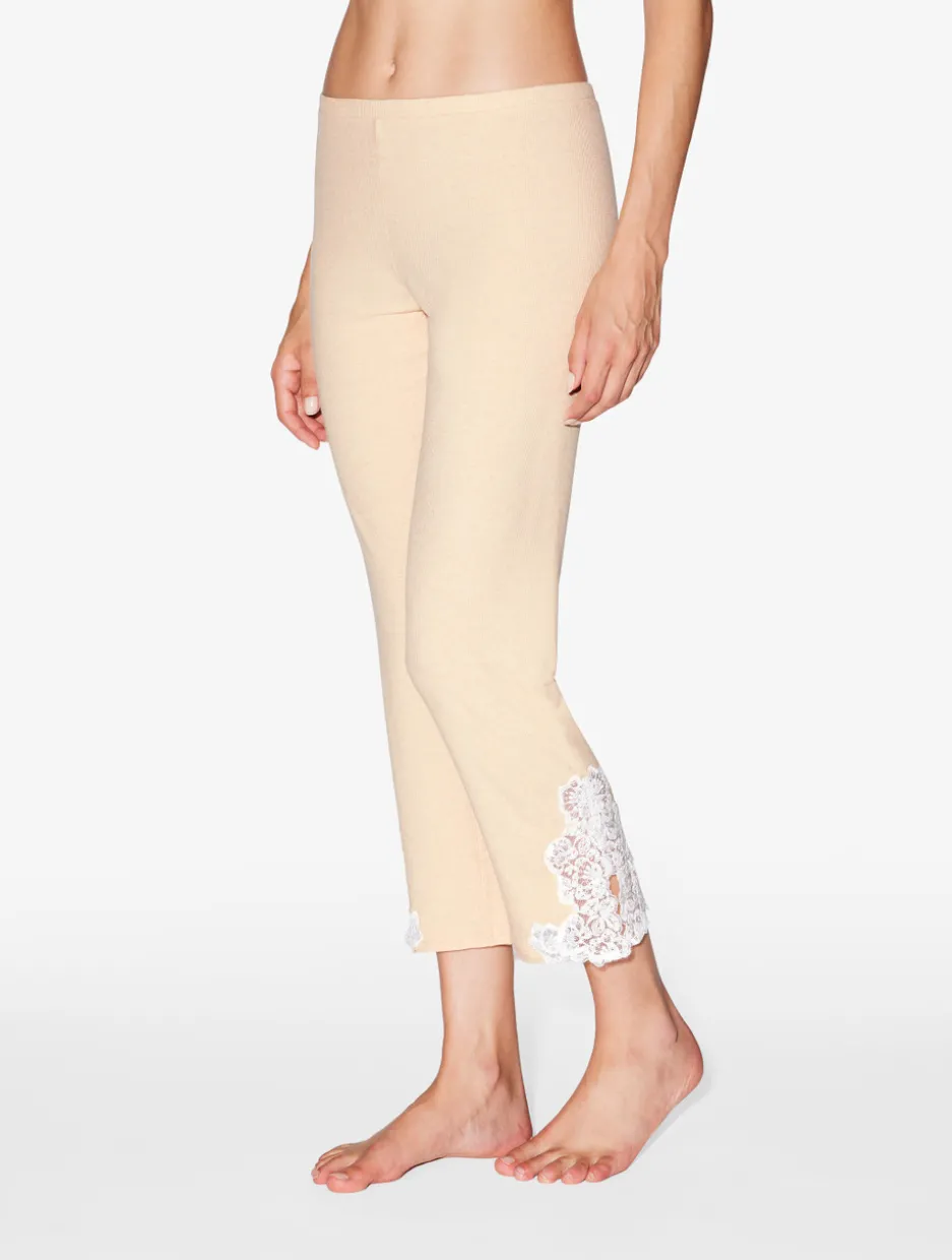 Cashmere Blend Ribbed Trousers In Halo With Frastaglio