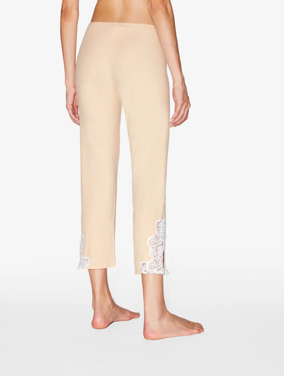 Cashmere Blend Ribbed Trousers In Halo With Frastaglio
