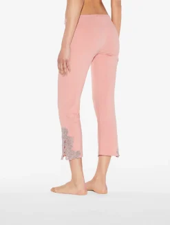 Cashmere Blend Ribbed Trousers In Blush Clay With Frastaglio