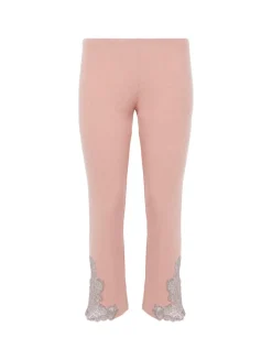 Cashmere Blend Ribbed Trousers In Blush Clay With Frastaglio