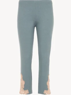 Cashmere Blend Ribbed Trousers In Sleepy Dream With Frastaglio