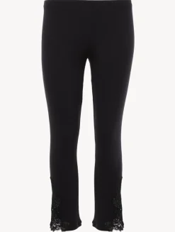 Cashmere Blend Ribbed Trousers In Onyx With Frastaglio