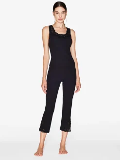 Cashmere Blend Ribbed Trousers In Onyx With Frastaglio