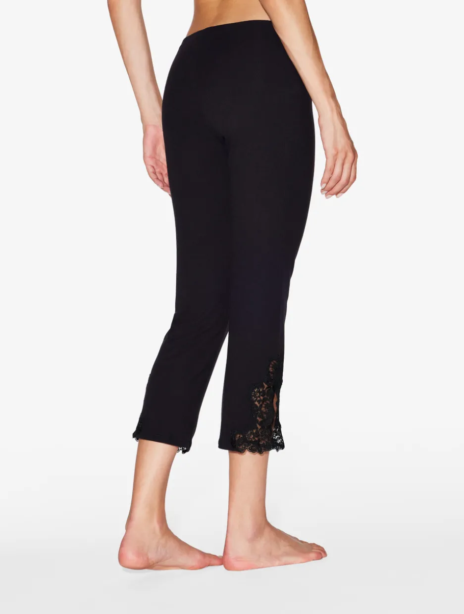 Cashmere Blend Ribbed Trousers In Onyx With Frastaglio