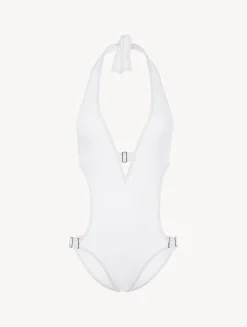 Cut-out Swimsuit In White