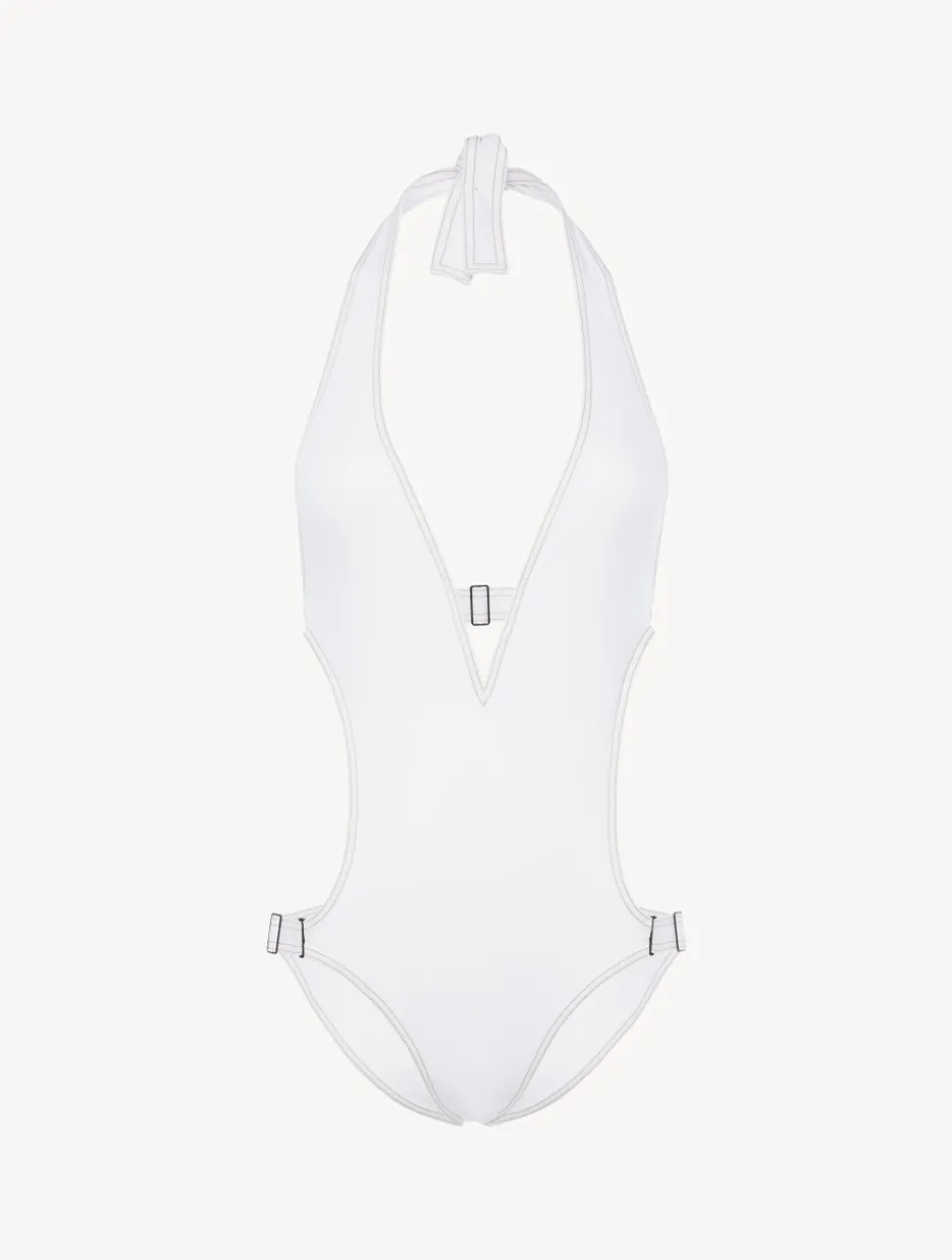 Cut-out Swimsuit In White