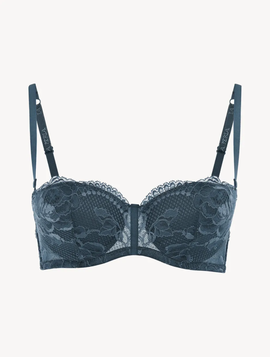 Dark Blue Lace Bandeau Bra