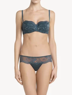 Dark Blue Lace Bandeau Bra