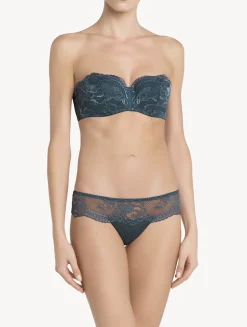 Dark Blue Lace Bandeau Bra