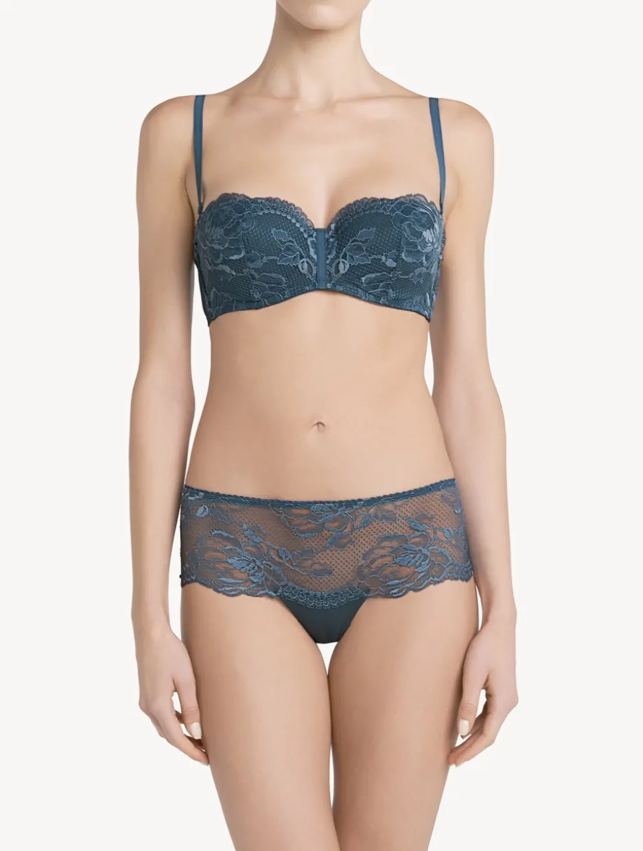 Dark Blue Lace Boyshort Brief