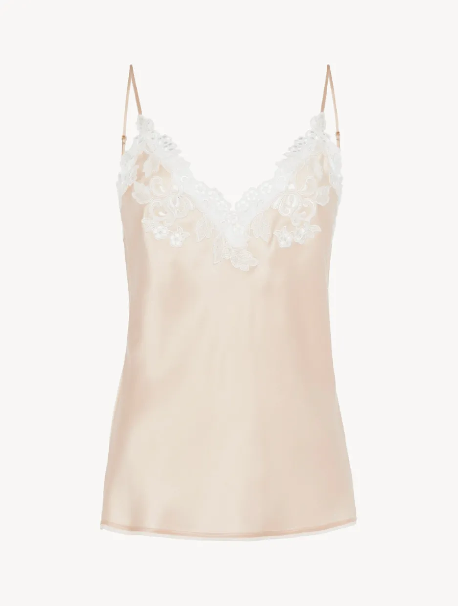 Halo Silk Satin Camisole With Frastaglio