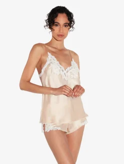 Halo Silk Satin Camisole With Frastaglio