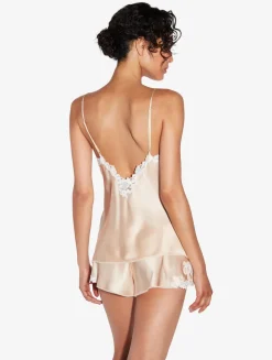 Halo Silk Satin Camisole With Frastaglio