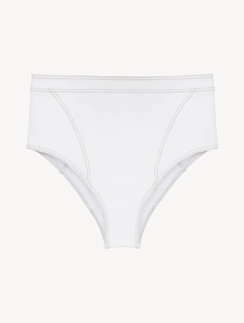 High Waisted Bikini Brief In White