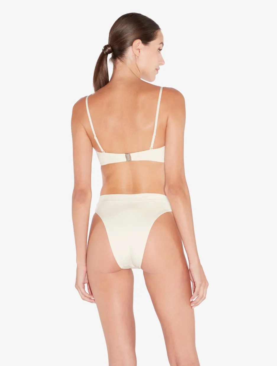 High-Waisted Brazilian Bikini Brief In Champagne With Beading